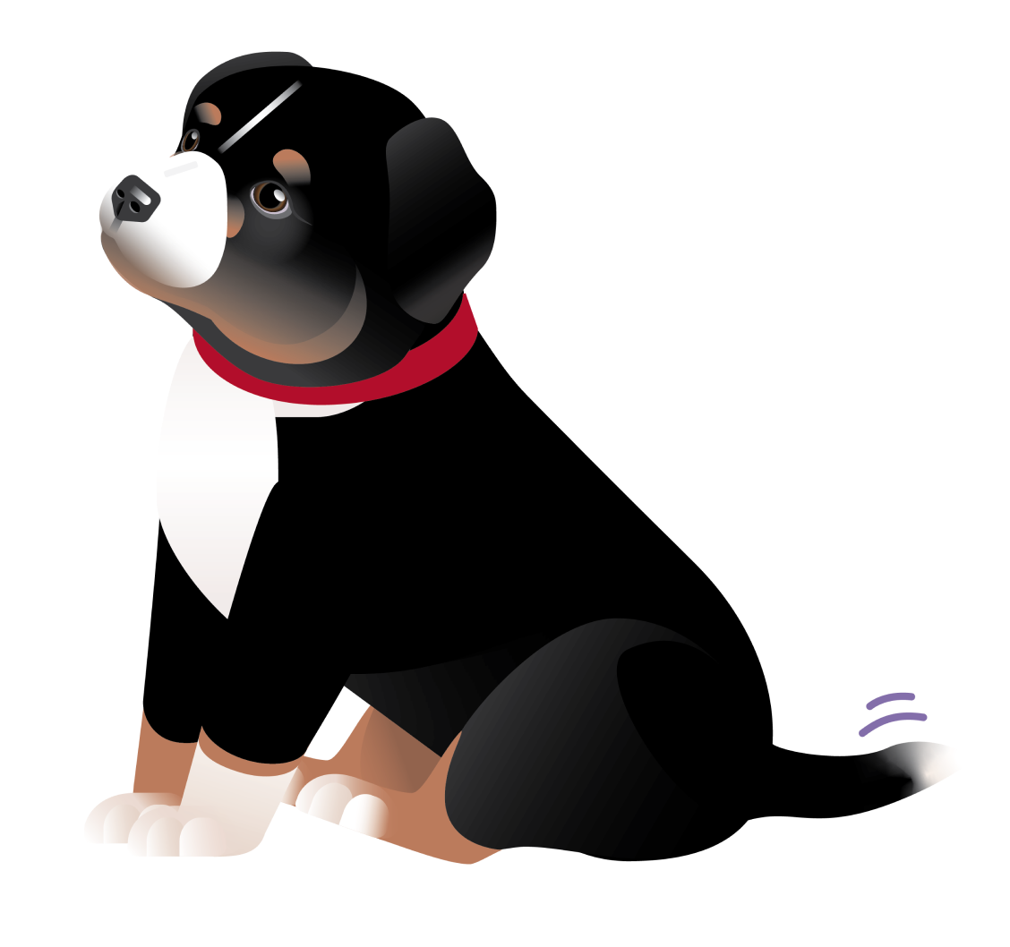 cartoon dog wagging his tail